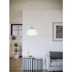 Eglo SUMMERHILL hanglamp staal, hout wit, bruin / papier wit H: 1100 mm | Ø 550 mm