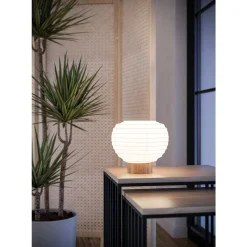 Eglo SUMMERHILL Tafellampen hout, staal bruin / papier wit H: 200 mm | Ø 225 mm