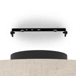 Eglo TABLEY Plafondarmaturen staal zwart / textiel, hout natuurlijk, bruin H: 235 mm | Ø 380 mm