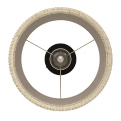 Eglo TABLEY Plafondarmaturen staal zwart / textiel, hout natuurlijk, bruin H: 235 mm | Ø 380 mm