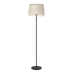 Eglo TABLEY Staande lampen staal zwart / textiel, hout natuurlijk, bruin H: 1530 mm | Ø 380 mm
