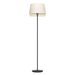 Eglo TABLEY Staande lampen staal zwart / textiel, hout natuurlijk, bruin H: 1530 mm | Ø 380 mm