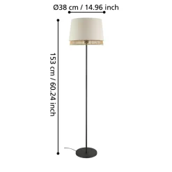 Eglo TABLEY Staande lampen staal zwart / textiel, hout natuurlijk, bruin H: 1530 mm | Ø 380 mm