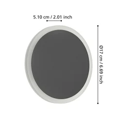 Eglo TALAMELLO 1 Wandlamp aluminium zwart / Kunststof wit Ø 170 mm