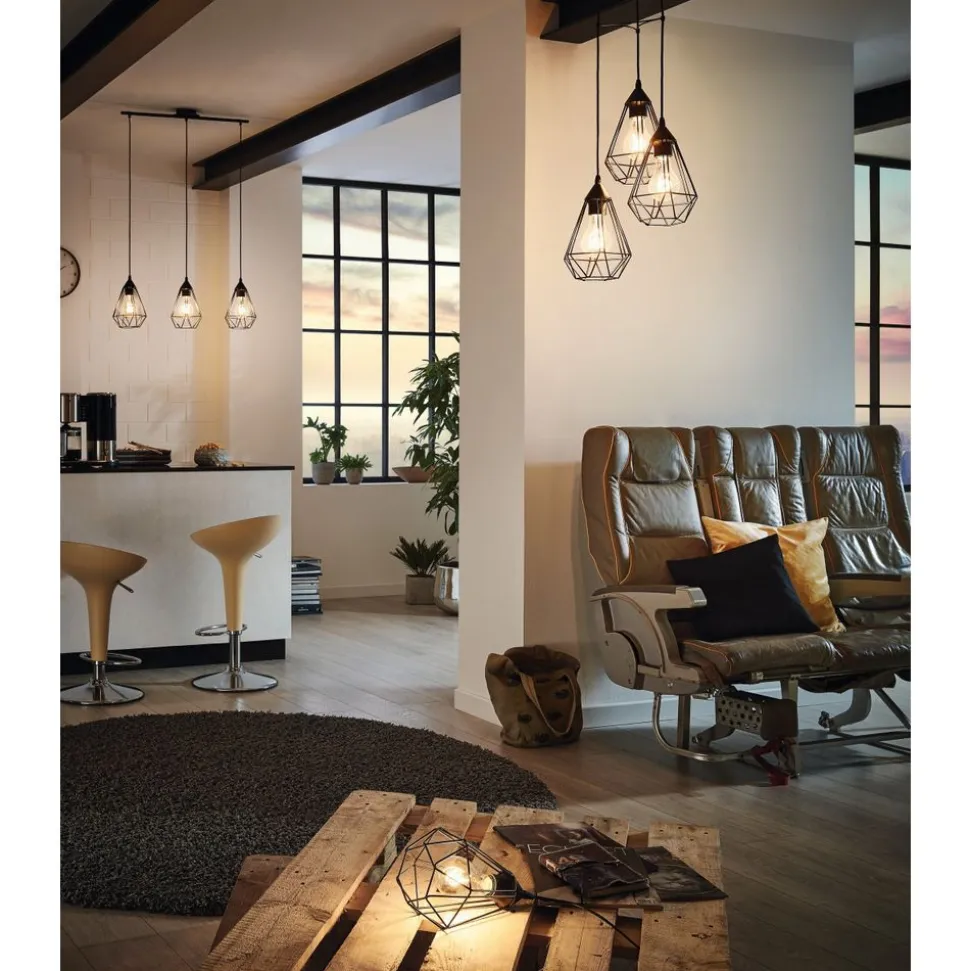 Eglo TARBES hanglamp staal zwart / staal zwart H: 1100 mm
