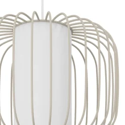 Eglo TERRAROSA hanglamp staal zandkleuren / textiel wit H: 1100 mm | Ø 285 mm