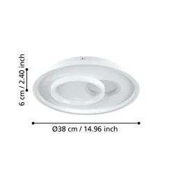 Eglo TIRIOLO Wand-/plafondlamp staal, kunststof wit, zilver H: 60 mm | Ø 380 mm