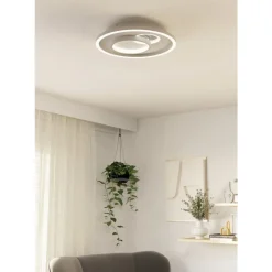 Eglo TIRIOLO Wand-/plafondlamp staal, kunststof wit, zilver H: 60 mm | Ø 380 mm