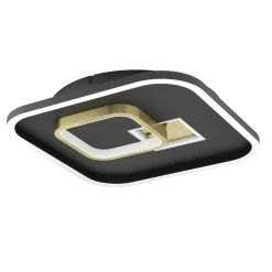 Eglo TIRIOLO Wand-/plafondlamp staal, kunststof zwart, goud H: 60 mm