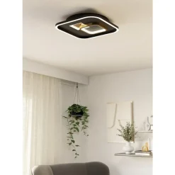 Eglo TIRIOLO Wand-/plafondlamp staal, kunststof zwart, goud H: 60 mm