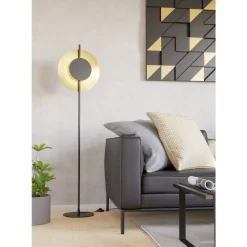 Eglo TOCINA Staande lampen staal zwart, geborsteld messing H: 1500 mm