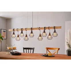 Eglo TOWNSHEND 5 hanglamp staal, hout zwart, bruin H: 1100 mm