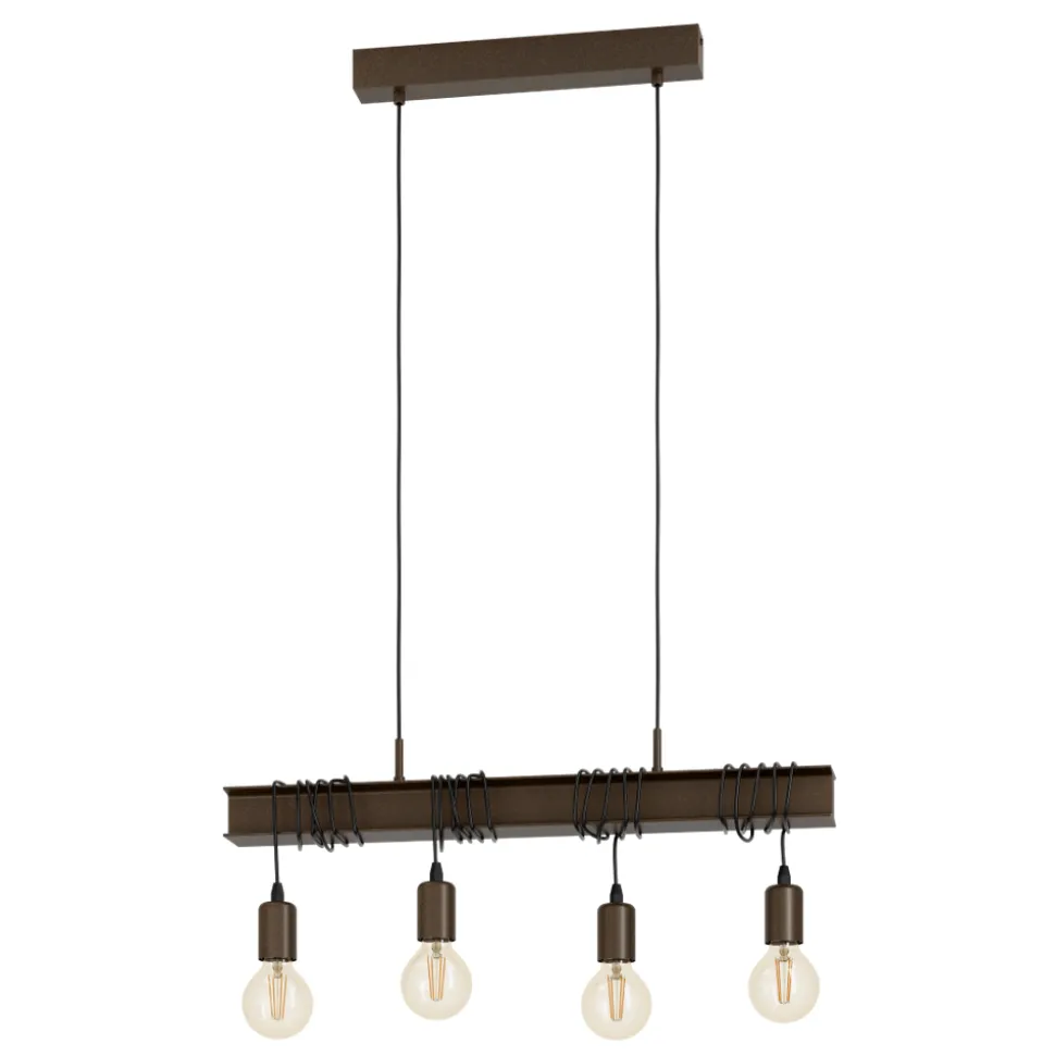 Eglo TOWNSHEND 4 hanglamp staal antiek bruin, zwart H: 1100 mm