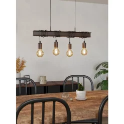 Eglo TOWNSHEND 4 hanglamp staal antiek bruin, zwart H: 1100 mm