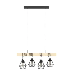 Eglo TOWNSHEND 5 hanglamp staal, hout zwart, bruin H: 1100 mm