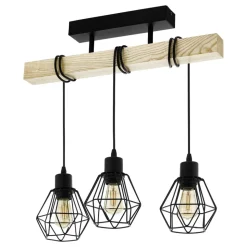 Eglo TOWNSHEND 5 Plafondarmaturen staal, hout zwart, bruin H: 360 mm