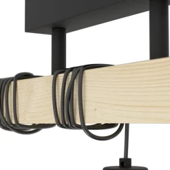 Eglo TOWNSHEND 5 Plafondarmaturen staal, hout zwart, bruin H: 360 mm