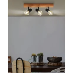 Eglo TOWNSHEND 3 spot hout, staal bruin, zwart