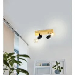 Eglo TOWNSHEND 3 spot hout, staal bruin, zwart