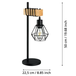 Eglo TOWNSHEND 5 Tafellampen staal, hout zwart, bruin H: 500 mm