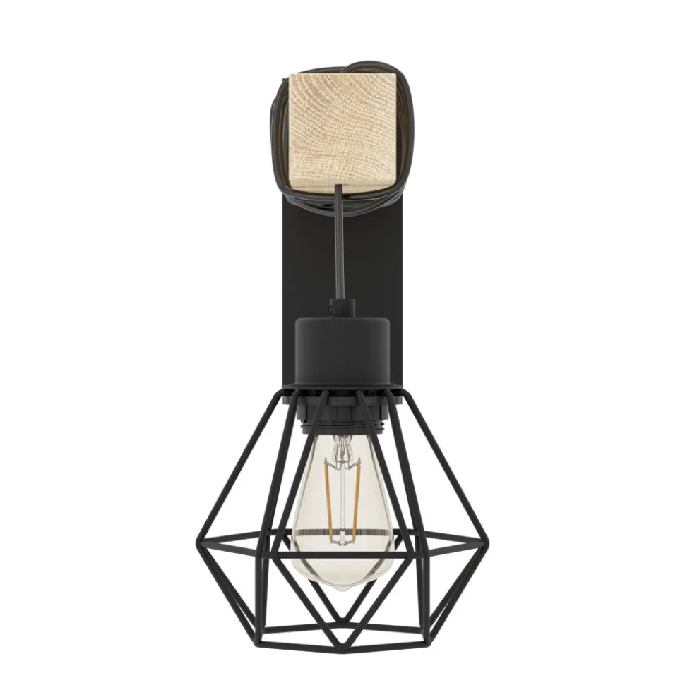 Eglo TOWNSHEND 5 Wandlamp staal, hout zwart, bruin H: 275 mm