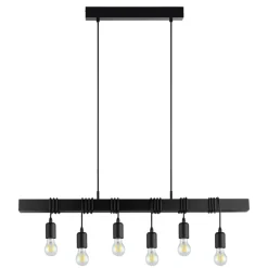 Eglo TOWNSHEND hanglamp staal zwart / Hout zwart H: 1100 mm