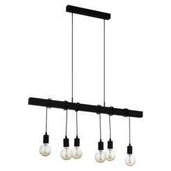 Eglo TOWNSHEND hanglamp staal zwart / Hout zwart H: 1100 mm