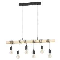 Eglo TOWNSHEND hanglamp staal, hout zwart, bruin H: 1100 mm