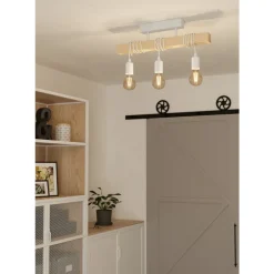Eglo TOWNSHEND Plafondarmaturen staal wit / Hout bruin H: 265 mm