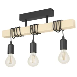 Eglo TOWNSHEND Plafondarmaturen staal, hout zwart, bruin H: 265 mm