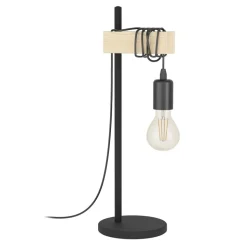 Eglo TOWNSHEND Tafellampen staal, hout zwart, bruin H: 500 mm