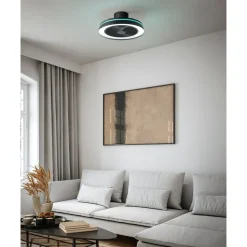 Eglo VALLONIA Ventilator met licht ABS zwart-mat / acryl melkkleurig H: 210 mm | Ø 480 mm