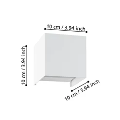 Eglo VALMONTONE Wandlamp aluminium wit / Glas helder H: 100 mm