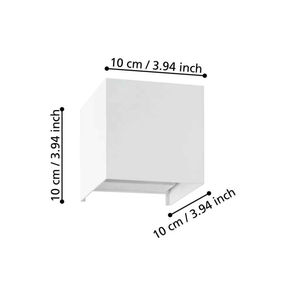 Eglo VALMONTONE Wandlamp aluminium wit / Glas helder H: 100 mm