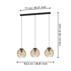 Eglo VENEZUELA hanglamp staal zwart, goud H: 1100 mm