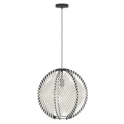 Eglo WAVERTON hanglamp staal zwart / textiel, hout wit, zwart H: 1100 mm | Ø 480 mm