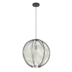 Eglo WAVERTON hanglamp staal zwart / textiel, hout wit, zwart H: 1100 mm | Ø 480 mm