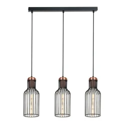 Fantasia BIZUM pendel 3x E27 zwart + koper