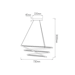 Fantasia BOA Pendant 88W 3080Lm SMD 3000K dimmable ø730mm BLACK XL 3m