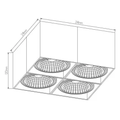 Fantasia BOX-4L square white incl. 4x AR111 12W 2700K 1130 lm