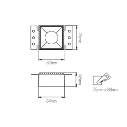 Fantasia CASSO Square Black Trimless recessed downlight GU10 excl