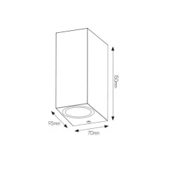 Fantasia FLUX SQ wall light  150mm 2x GU10 (excl) max 35Watt IP54 black