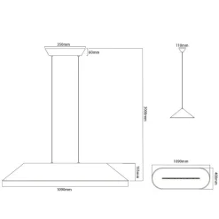 Fantasia FONIC 23W LED Pendel 1090x401mm dimbaar vilt donker / licht grijs