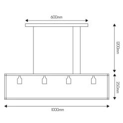 Fantasia KAGO ruggine pendant rectangle 4xE27 max 60W