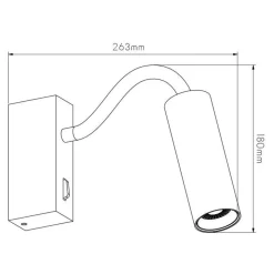 Fantasia Lopal 1L 4W 360LM wall light goose neck + switch  sandy black