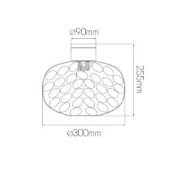 Fantasia OKIRU Plafond lamp E27 Goud + as grijs glas Ø300mm