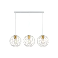 Fantasia ONDA pendel 3x E27 wit + geborsteld goud