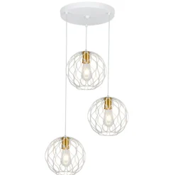 Fantasia ONDA pendel 3x E27 wit + geborsteld goud