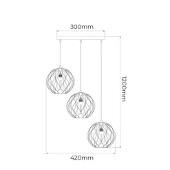 Fantasia ONDA pendel 3x E27 wit + geborsteld goud
