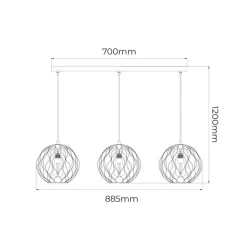 Fantasia ONDA pendel 3x E27 zwart + geborsteld goud